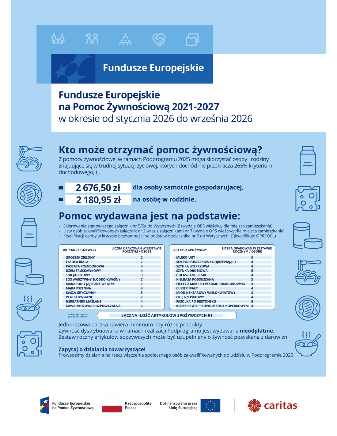 Plakat "Fundusze Europejskie na&nbsp;Pomoc Żywnościową 2021 - 2027 w&nbsp;okresie od stycznia 2026 do września 2026"